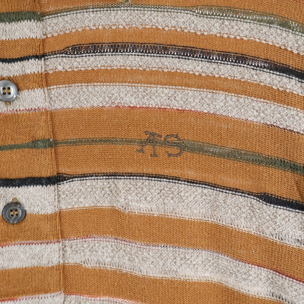 Acne Studios(アクネ ストゥディオズ) Border Knit Polo FN-WN-TSHI000483 長袖ボーダーニットポロシャツ ブラウン