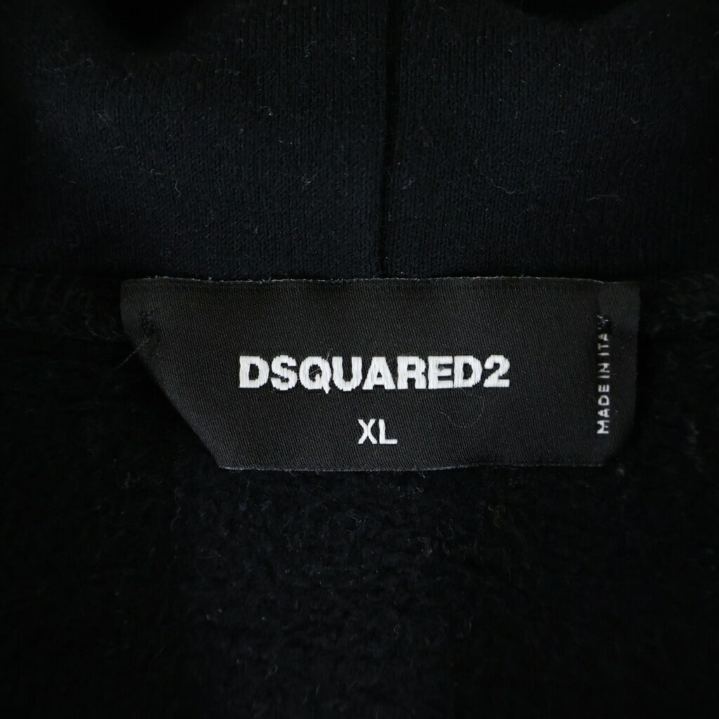 DSQUARED2(ディースクエアード) 24SS ICON LOGO HOODIE プルオーバーパーカーフーディー ブラック/ピンク S79GU0112 S25516