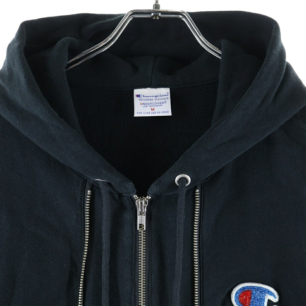 UNDERCOVER(アンダーカバー) 25SS ×Champion チャンピオン 10oz ビーズロゴ刺繍 ダブルZIPパーカー ジップフーディ ブラック C8-B107