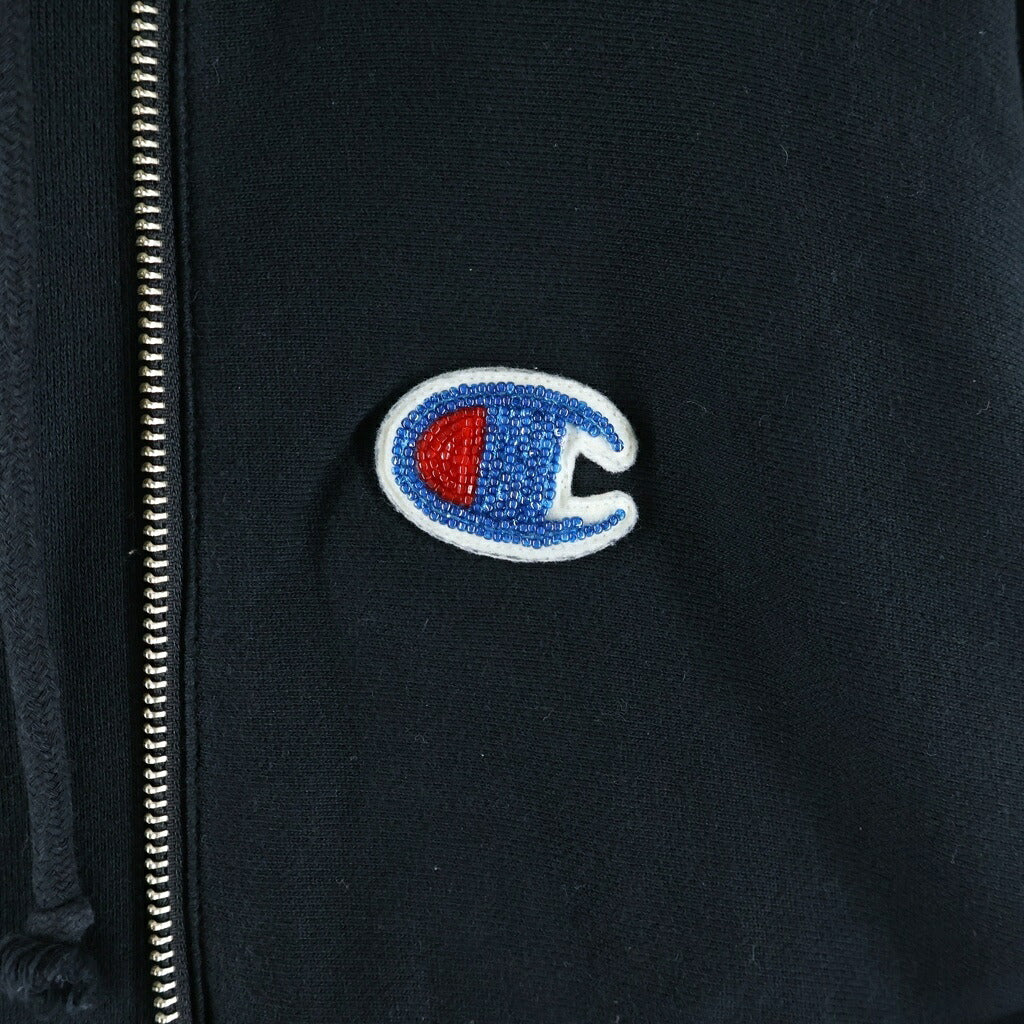 UNDERCOVER(アンダーカバー) 25SS ×Champion チャンピオン 10oz ビーズロゴ刺繍 ダブルZIPパーカー ジップフーディ ブラック C8-B107