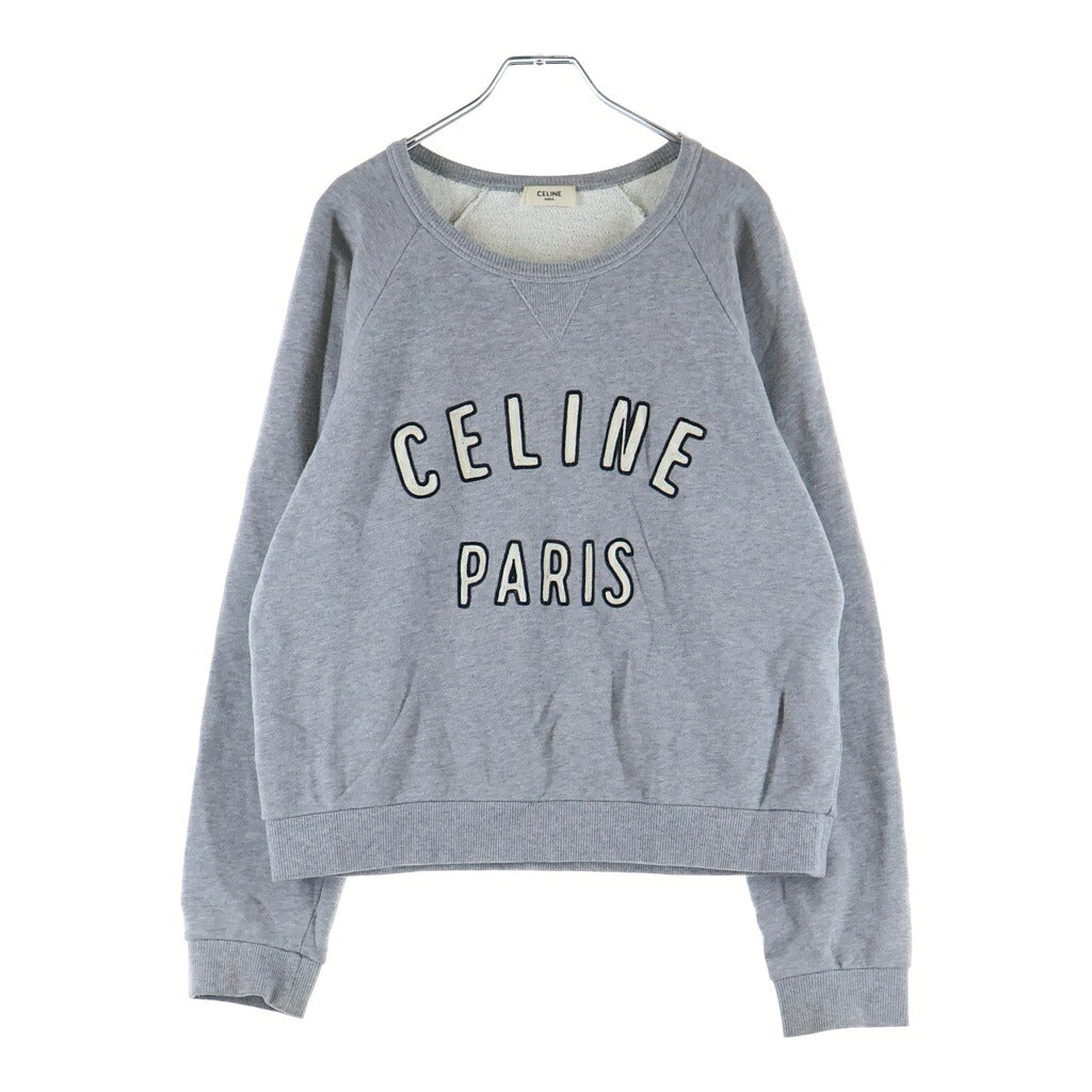 CELINE(セリーヌ) 23AW ロゴ刺繍 エンブロイダリー クルーネック長袖スウェットトレーナー グレー 2Y28D670Q 09HA