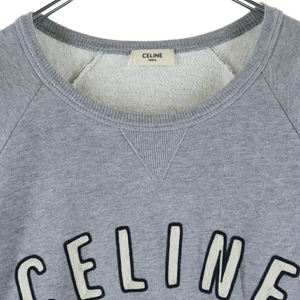 CELINE(セリーヌ) 23AW ロゴ刺繍 エンブロイダリー クルーネック長袖スウェットトレーナー グレー 2Y28D670Q 09HA