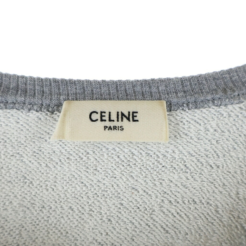 CELINE(セリーヌ) 23AW ロゴ刺繍 エンブロイダリー クルーネック長袖スウェットトレーナー グレー 2Y28D670Q 09HA
