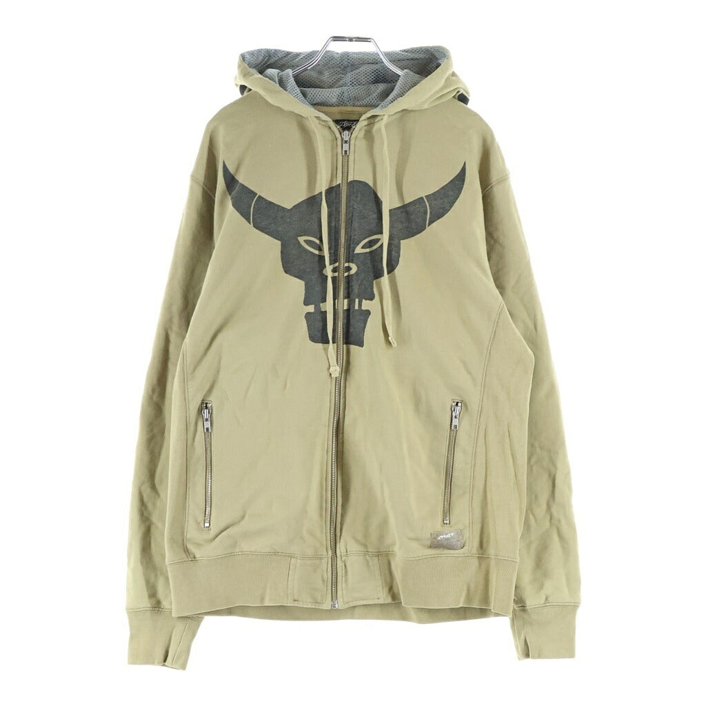 STUSSY(ステューシー) 00S ×Futura Cow Logo Hoodie フューチュラ カウロゴ ジップアップパーカー フーディー カーキ
