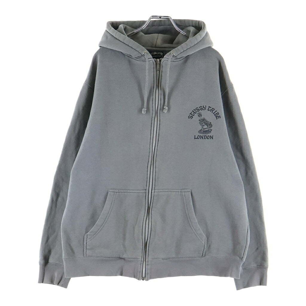 STUSSY(ステューシー) 00S STUSSY TRIBE LONDON ZIP HOODIE ステューシー トライブ ロンドン ジップアップパーカー フーディー グレー