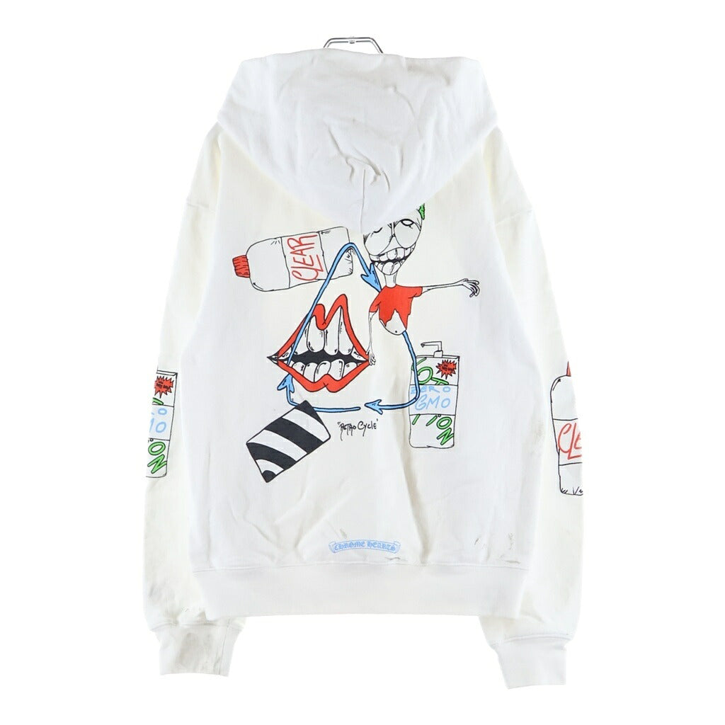 CHROME HEARTS(クロムハーツ) ×Matty Boy Retro Cycie Hoodie ×マッティボーイ レトロサイクル プルオーバー長袖スウェットパーカー フーディ ホワイト