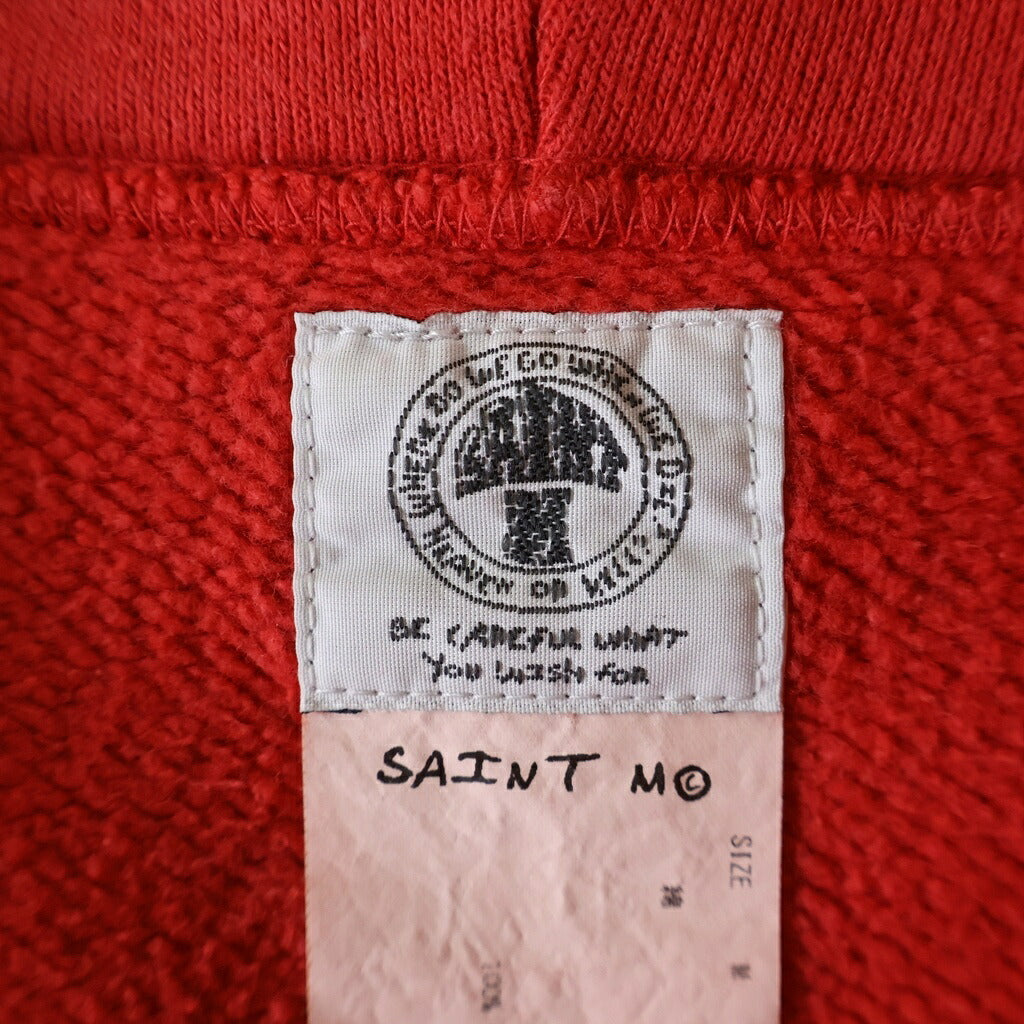 SAINT MICHAEL(セントマイケル) 22SS ANGELHOODIE ヴィンテージ加工 エンジェルプリント プルオーバー長袖スウェットプパーカー フーディ レッド SM-S22-0000-042