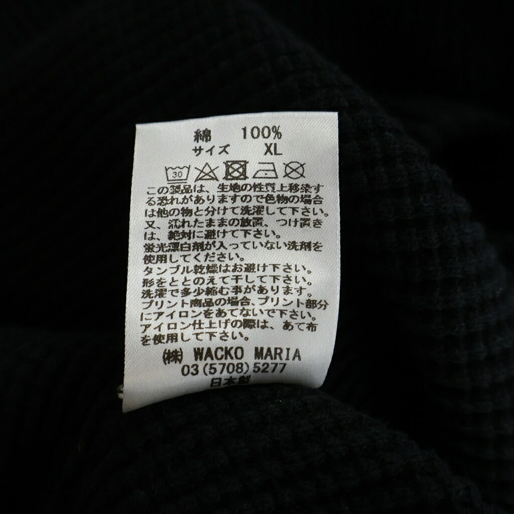 WACKO MARIA(ワコマリア) 24SS THERMAL SHIRT TYPE-2 フロントロゴ刺繍 クルーネック長袖サーマルTシャツカットソー ロンT ブラック 24SS-WMT-TM02