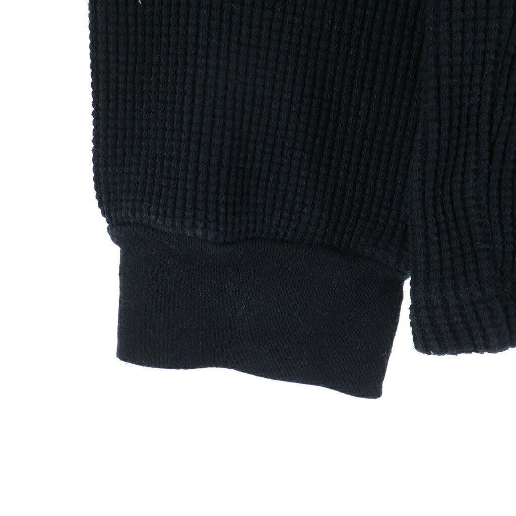 WACKO MARIA(ワコマリア) 24SS THERMAL SHIRT TYPE-2 フロントロゴ刺繍 クルーネック長袖サーマルTシャツカットソー ロンT ブラック 24SS-WMT-TM02