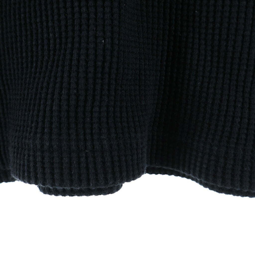 WACKO MARIA(ワコマリア) 24SS THERMAL SHIRT TYPE-2 フロントロゴ刺繍 クルーネック長袖サーマルTシャツカットソー ロンT ブラック 24SS-WMT-TM02