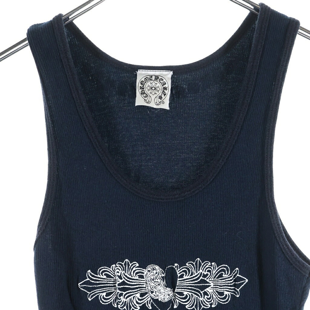 CHROME HEARTS(クロムハーツ) OLD FLRL CRS HRT Tank Top オールド フロントフローラルハートプリント タンクトップ ブラック