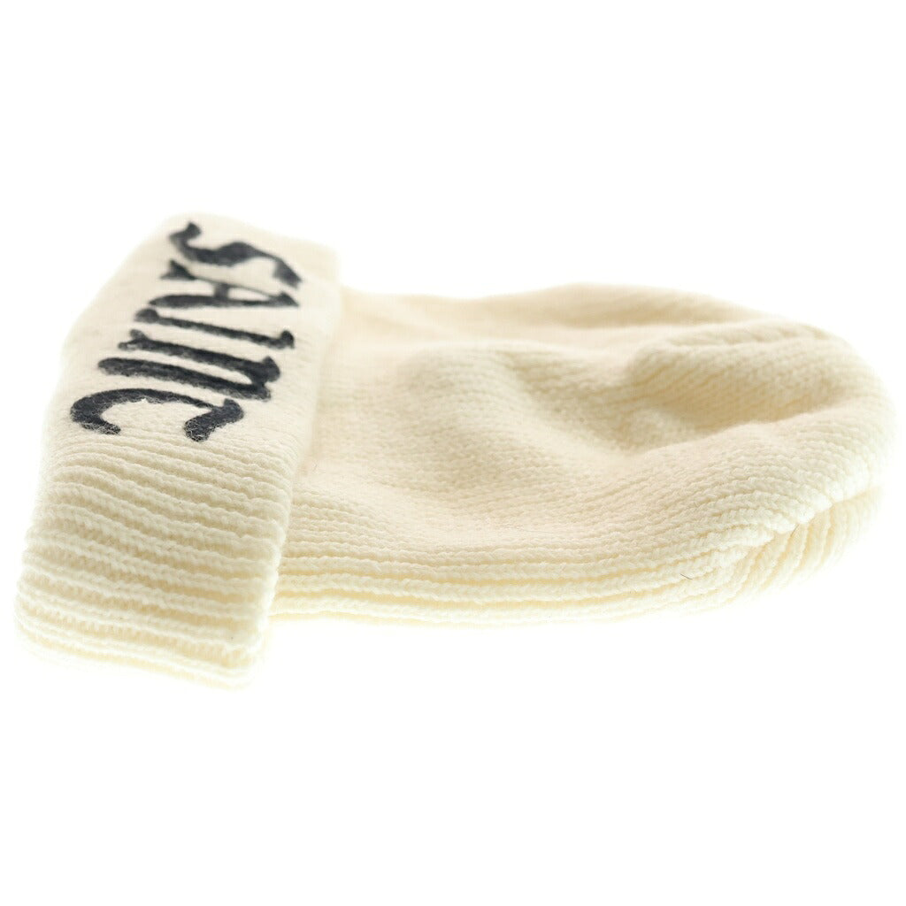 SAINT MICHAEL(セントマイケル) 24AW KNIT CAP フロントロゴ刺繍 ニットビーニー 帽子 アイボリー SM-YS1-0000-082