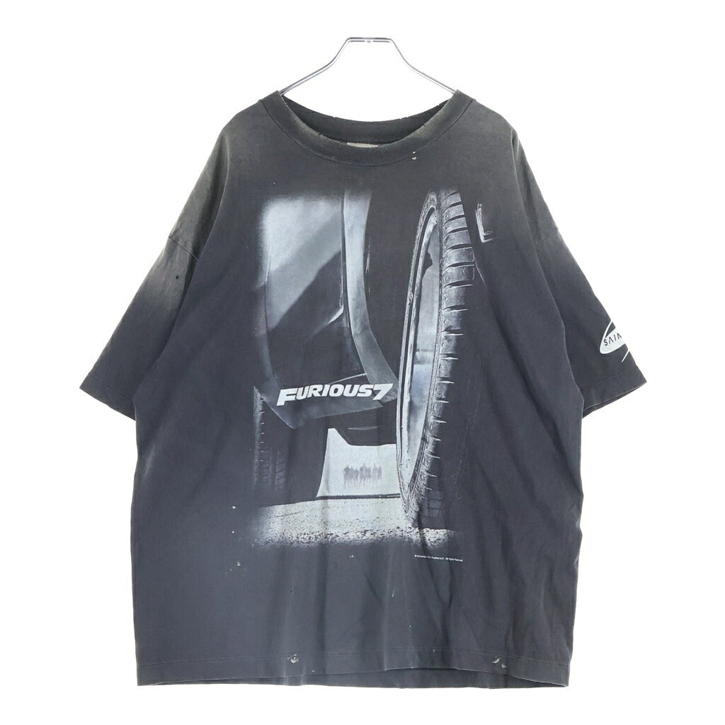 SAINT MICHAEL(セントマイケル) 25AW × WILD SPEED FF-SS TEE FAST&FURIOUS7 ワイルドスピード ヴィンテージ加工 グラフィックプリント クルーネック半袖Tシャツカットソー グレー SM-HR1-0000-C74