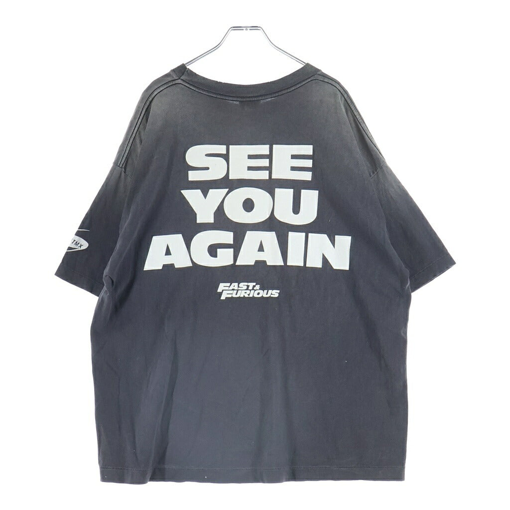 SAINT MICHAEL(セントマイケル) 25AW × WILD SPEED FF-SS TEE FAST&FURIOUS7 ワイルドスピード ヴィンテージ加工 グラフィックプリント クルーネック半袖Tシャツカットソー グレー SM-HR1-0000-C74