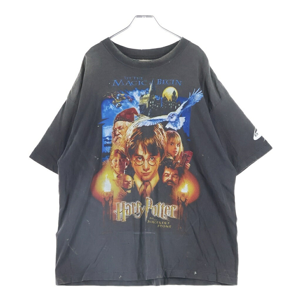 SAINT MICHAEL(セントマイケル) 25AW × HARRY POTTER HP S/S TEE SORCERER'S STONE ハリーポッター グラフィックプリント ヴィンテージ加工 クルーネック半袖Tシャツカットソー グレー SM-HR1-0000-C44