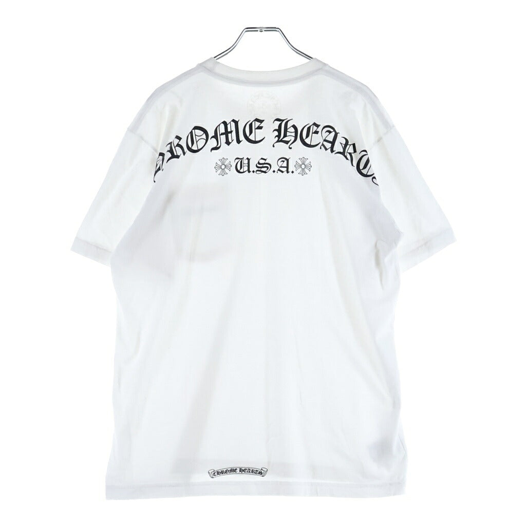 CHROME HEARTS(クロムハーツ) BACK ARCH LOGO SCROLL LABEL USA PRINT TEE バックアーチロゴ スクロールラベル プリント クルーネック半袖Tシャツ カットソー ホワイト