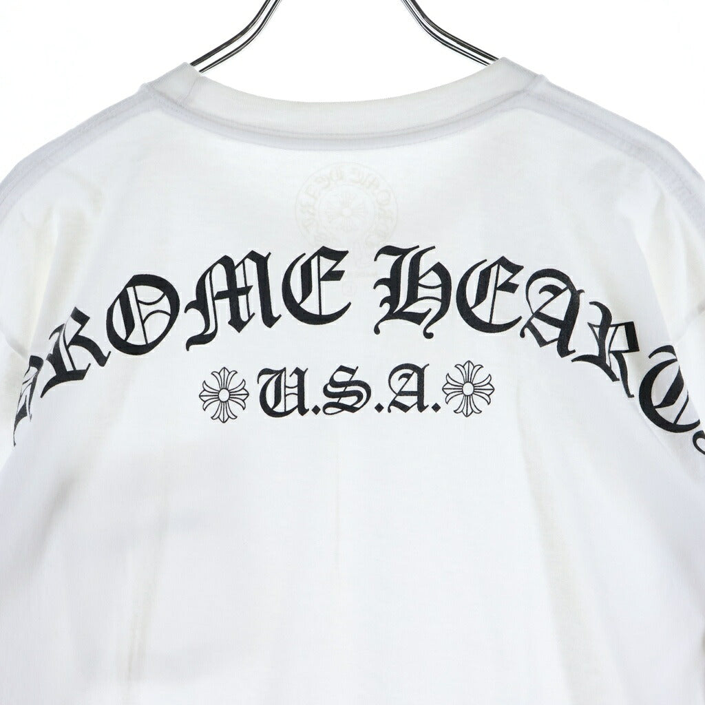 CHROME HEARTS(クロムハーツ) BACK ARCH LOGO SCROLL LABEL USA PRINT TEE バックアーチロゴ スクロールラベル プリント クルーネック半袖Tシャツ カットソー ホワイト