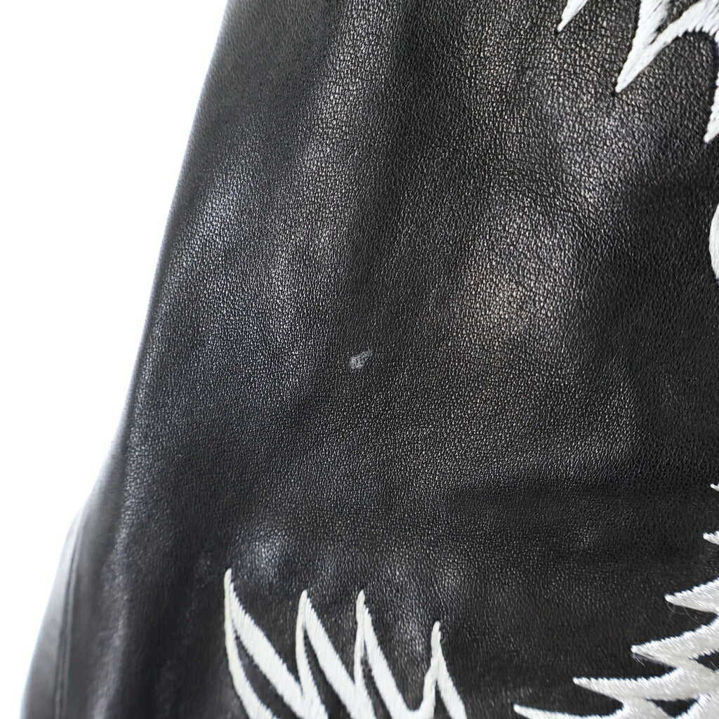 FINE CREEK LEATHERS(ファインクリークレザーズ) NORFOLK HORSE HIDE ノーフォーク ホースハイド エンブロイダリー 刺繍 ジップアップレザージャケット ブラック