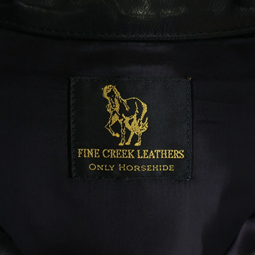 FINE CREEK LEATHERS(ファインクリークレザーズ) NORFOLK HORSE HIDE ノーフォーク ホースハイド エンブロイダリー 刺繍 ジップアップレザージャケット ブラック