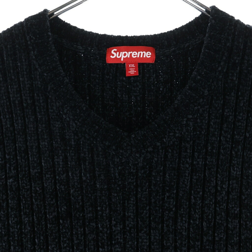SUPREME(シュプリーム) 24AW Chenille Sweater Vest シェニール セーター クルーネックベスト ニットセーター ブラック