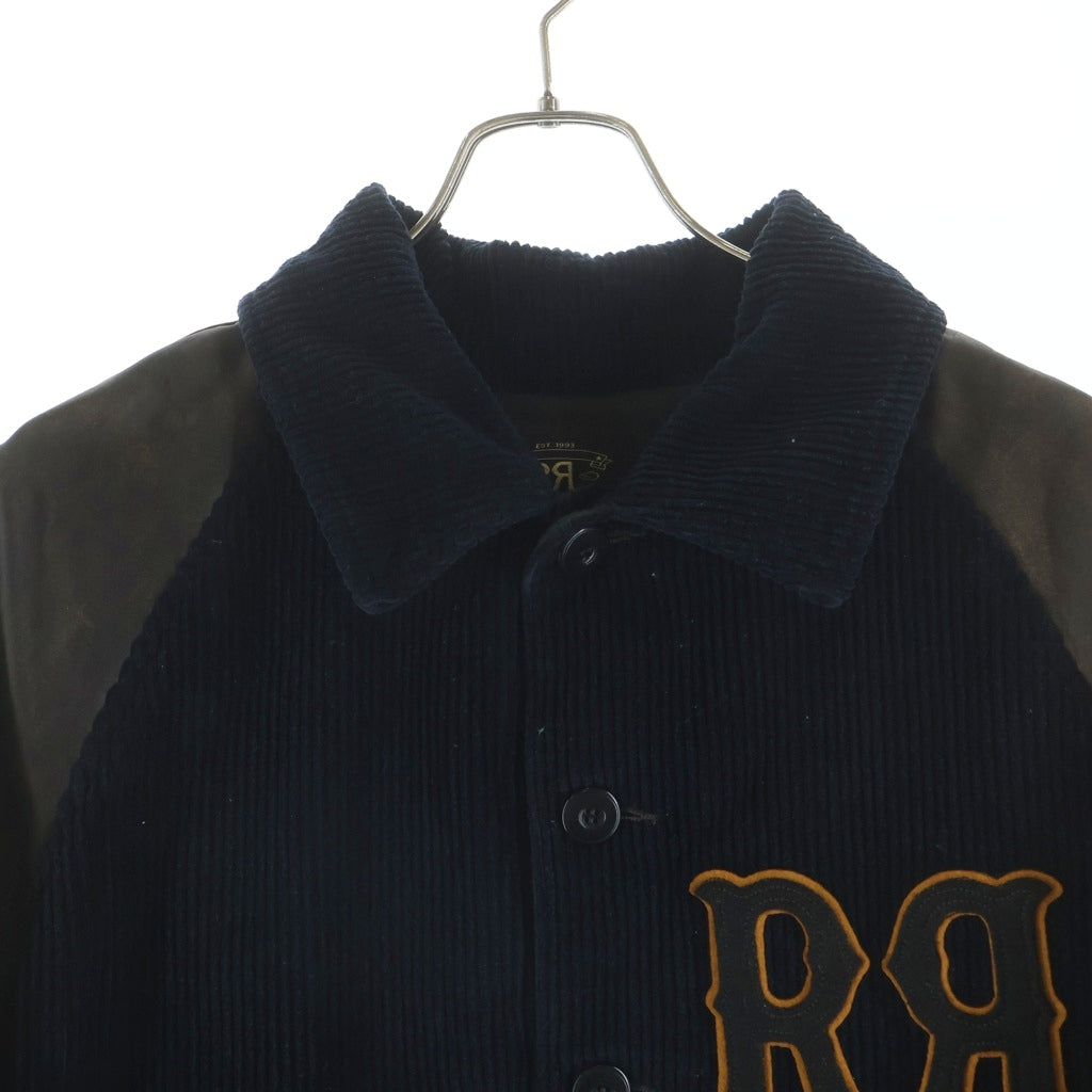 RRL(ダブルアールエル) 袖レザー切り替え コーデュロイジャケット アウター ネイビー/ブラウン