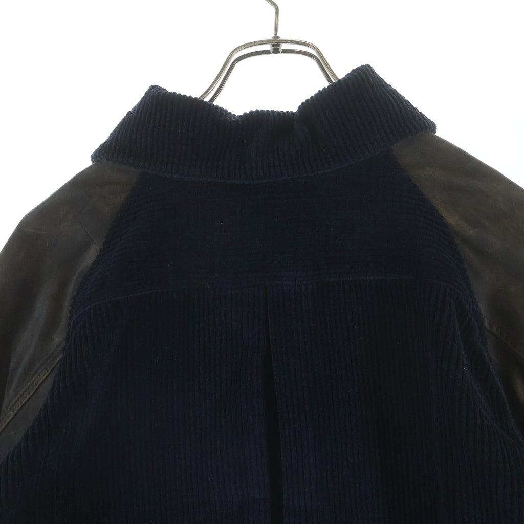 RRL(ダブルアールエル) 袖レザー切り替え コーデュロイジャケット アウター ネイビー/ブラウン