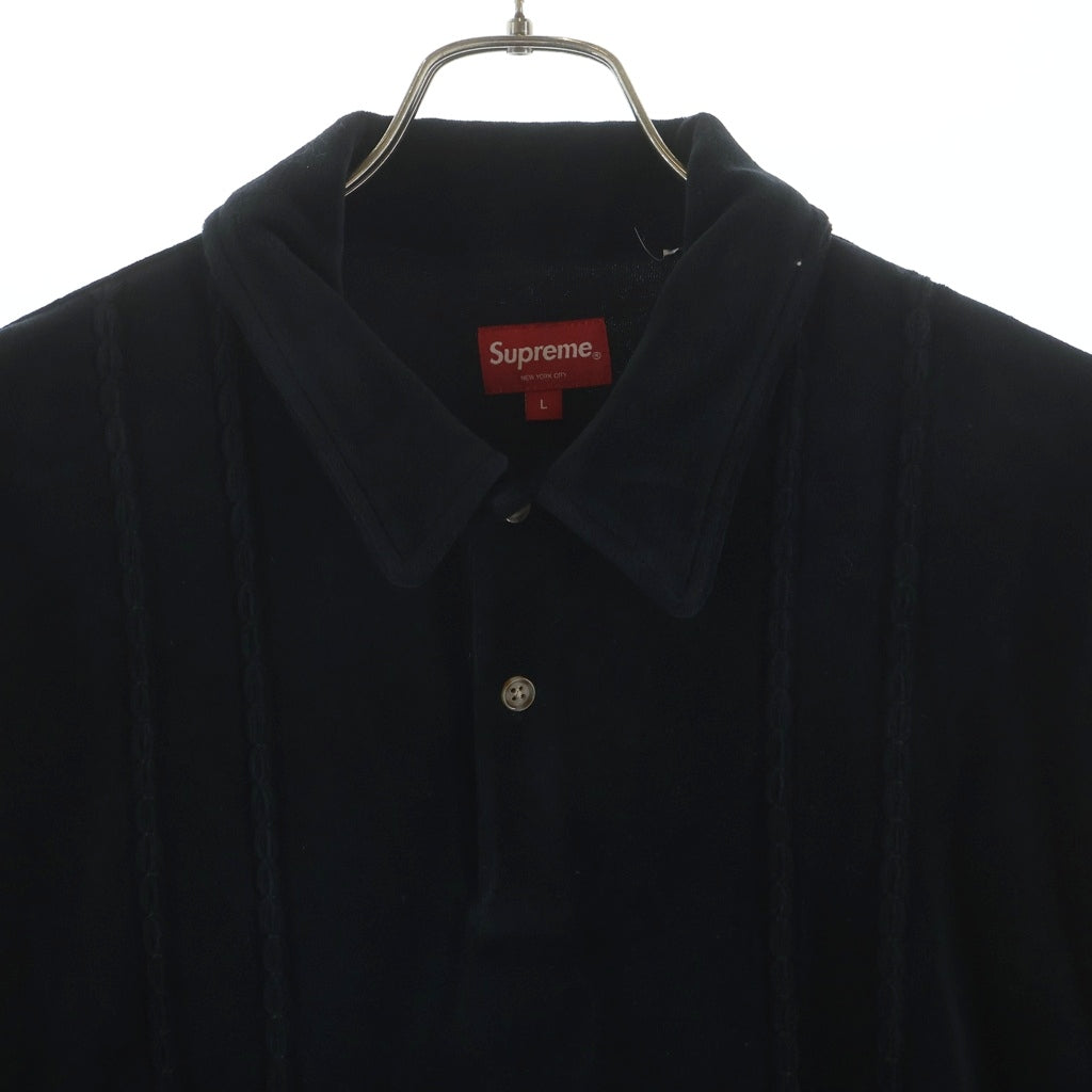 SUPREME(シュプリーム) 17AW Velour L/S Polo ベロア ロングスリーブ 長袖 ポロシャツ ブラック