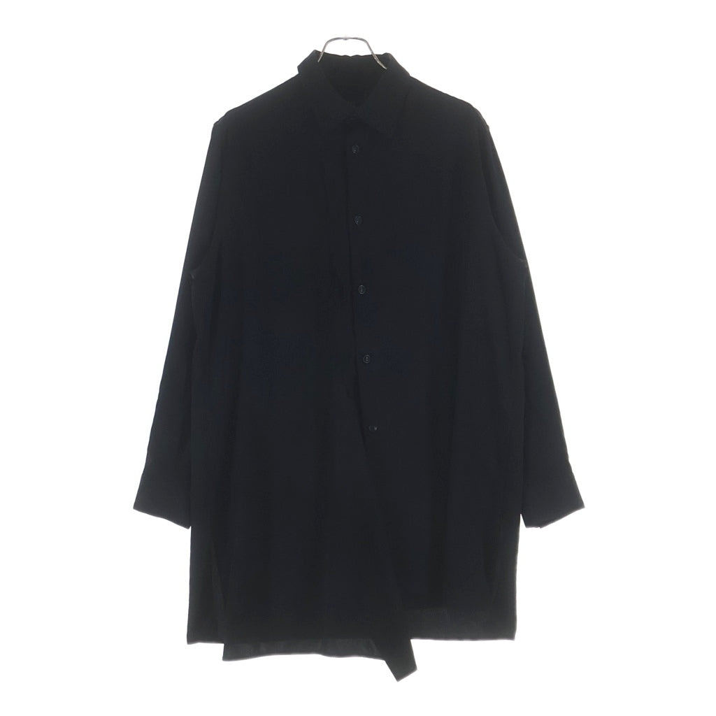 Y's(ワイズ) 25AW TA/PE CREPE DE CHINE ASYMMETRIC BLOUSE テープ クレープ デ シャイン アシメトリック ブラウス 長袖シャツ レディース ブラック YL-B11-500