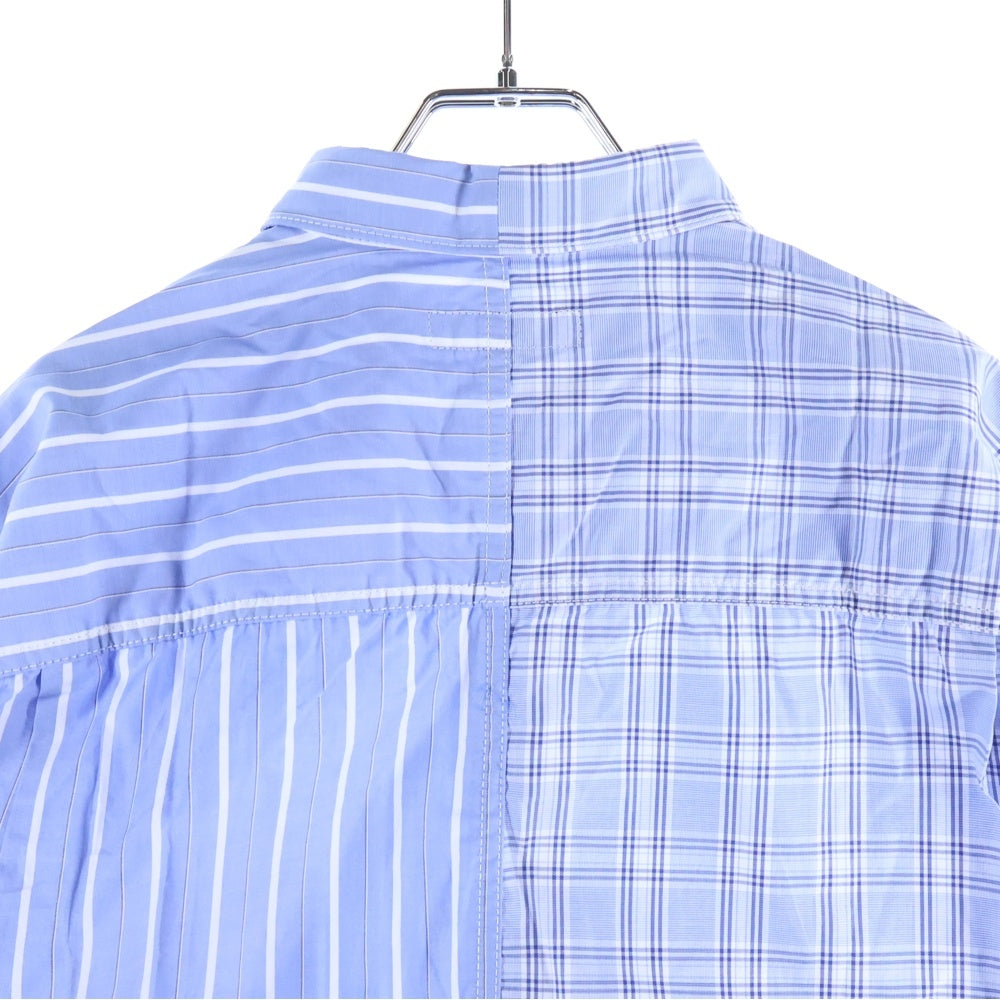 COMME des GARCONS HOMME(コムデギャルソンオム) 26SS AD2025 パッチワーク ストライプ 長袖 シャツ ブルー HP‐B004