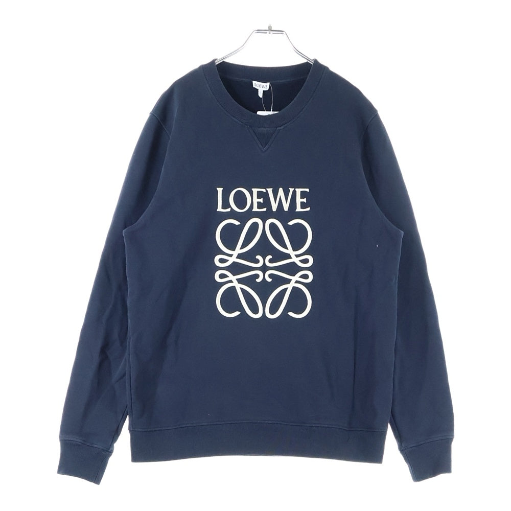 LOEWE(ロエベ) アナグラム ロゴ刺繍 クルーネックスウェットトレーナー ネイビー H526Y24J07