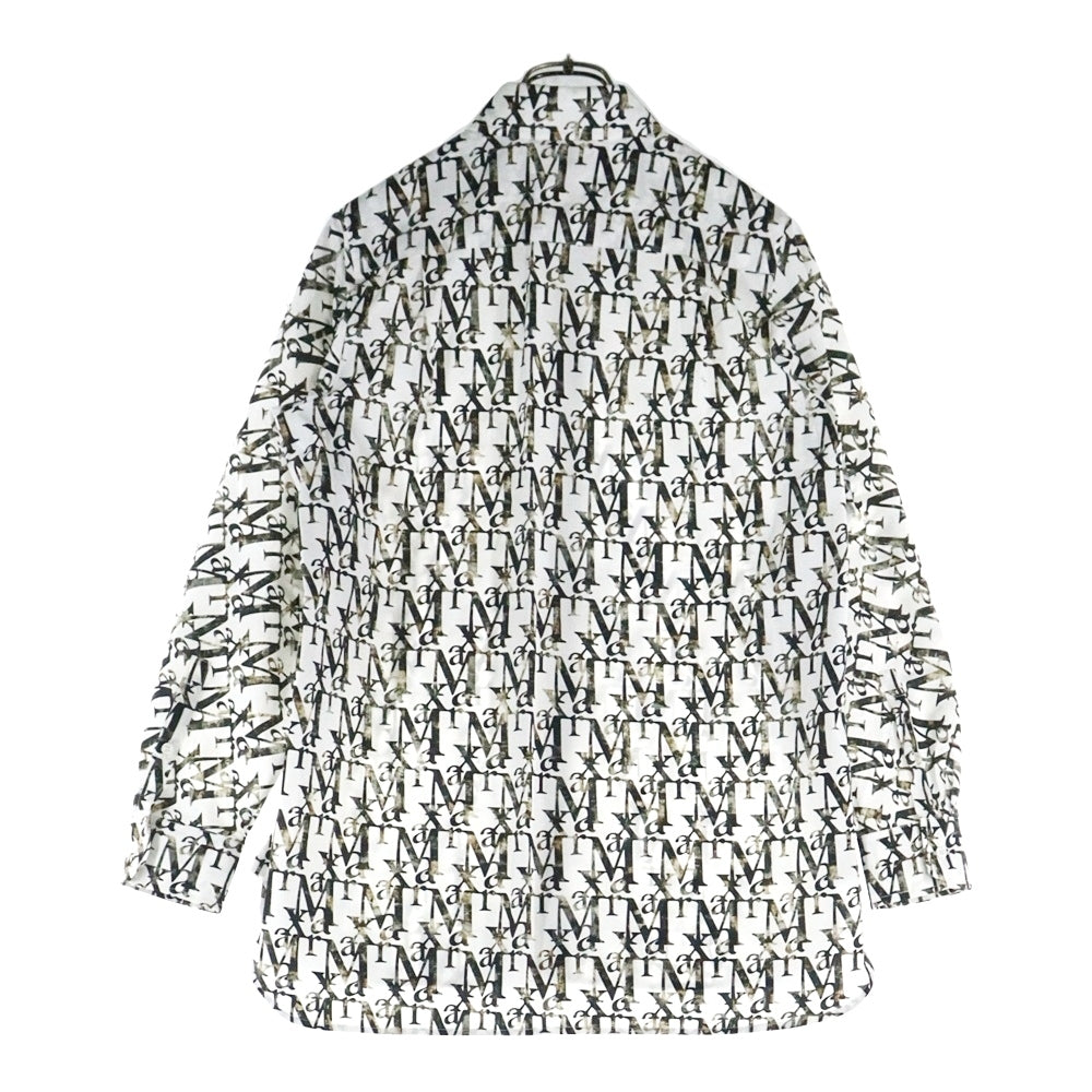 Max Mara(マックスマーラ) 総柄ロゴ フロントフライ コットンポプリン 長袖シャツ ホワイト レディース 11910112