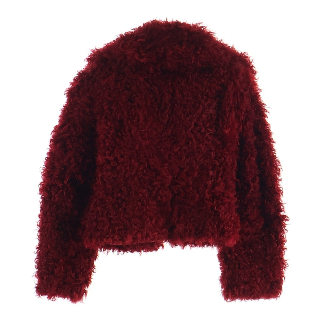 KENZO(ケンゾー) ファーカルガンプレート 裏花柄 ノーボタン ビッグカラー ショートジャケット レッド AK 380-01 レディース