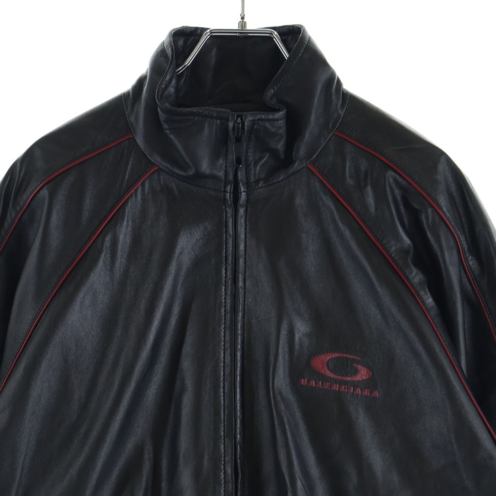 BALENCIAGA(バレンシアガ) 26SS TRACKSUIT JACKET シャイニーラムスキン トラックジャケット ジップアップブルゾン ブラック 869734 TUS02
