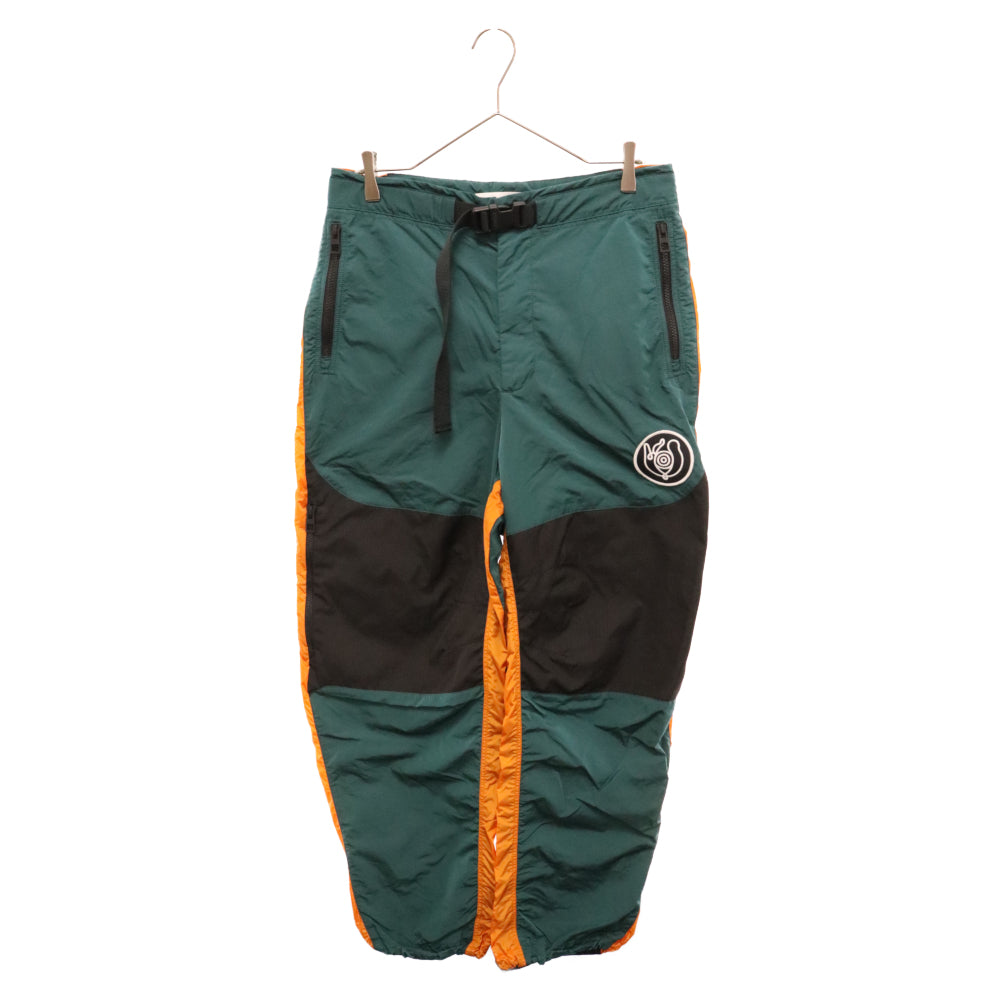 LOEWE(ロエベ) 22SS Drawstring Panel Trousers カラー切り替えワッペンデザインナイロンパンツ H664Y04W11 グリーン/オレンジ