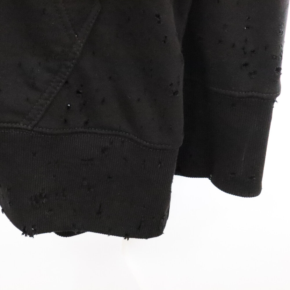 MM6 Maison Margiela(エムエムシックスメゾンマルジェラ) ダメージ加工 オーバーサイズ ジップアップフーディー ブラック S62GU0113 S25454