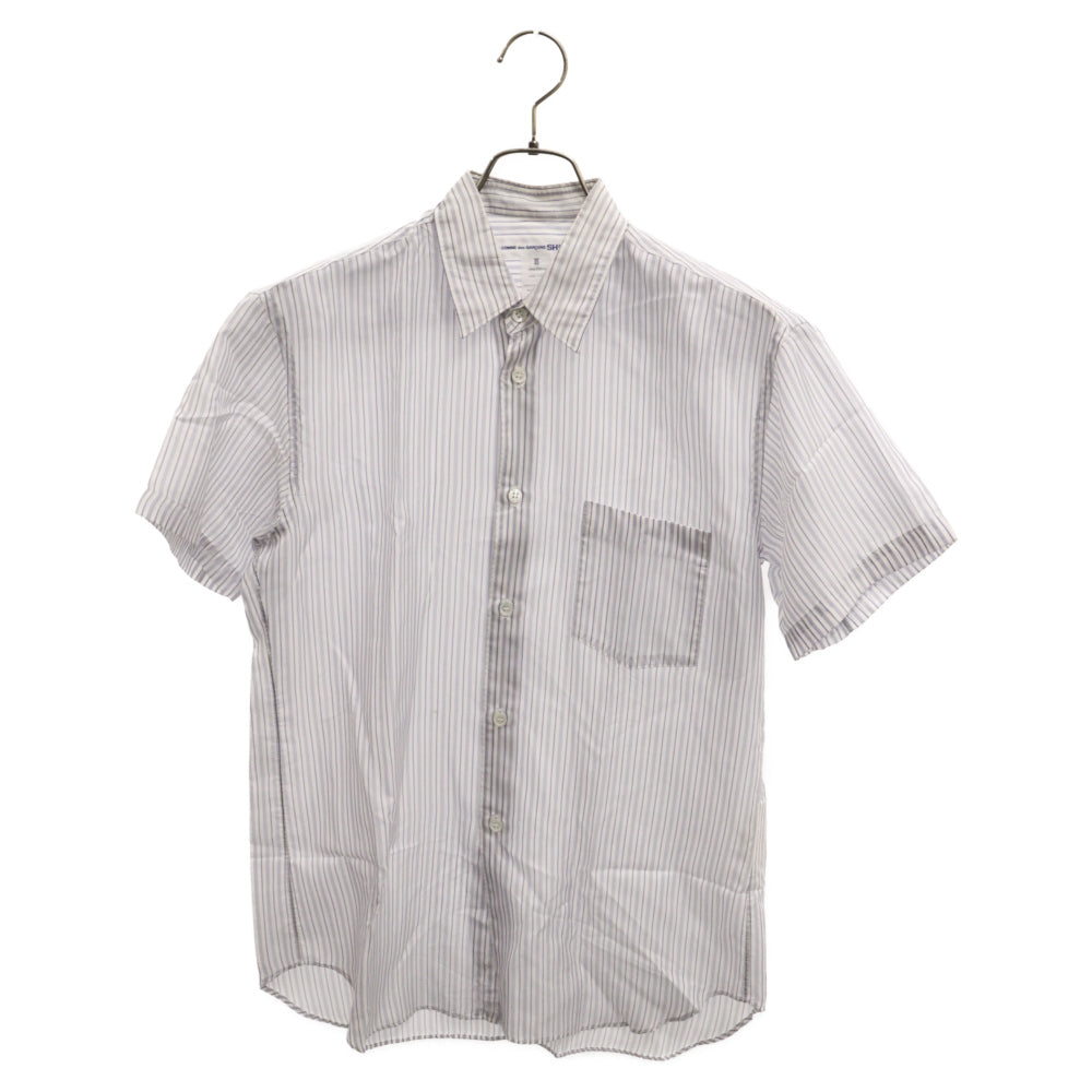 COMME des GARCONS SHIRT(コムデギャルソンシャツ) キュプラ素材 ストライプ半袖シャツ ブルー FZ-B147
