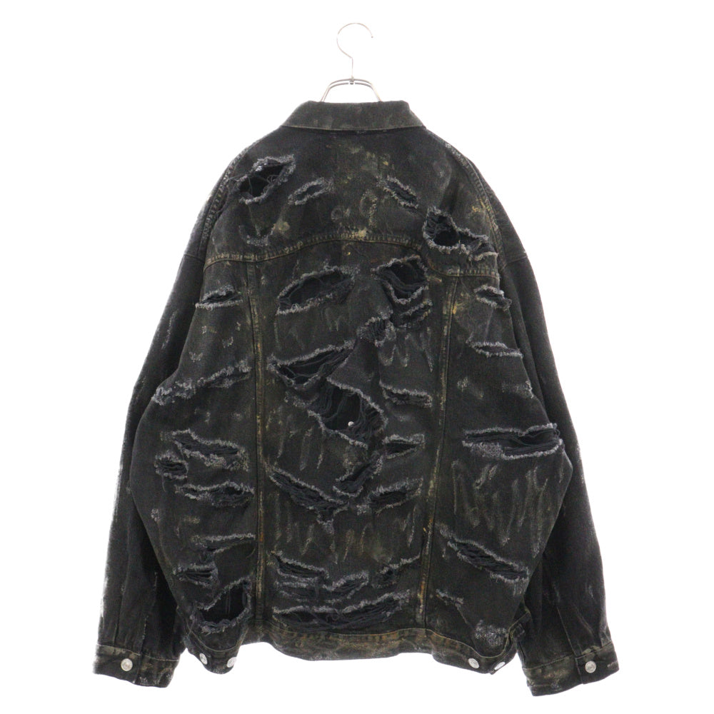 BALENCIAGA(バレンシアガ) 23SS SUPER DESTROYED DENIM JACKET スーパーデストロイドデニムジャケット ブラック 748022 TBP47