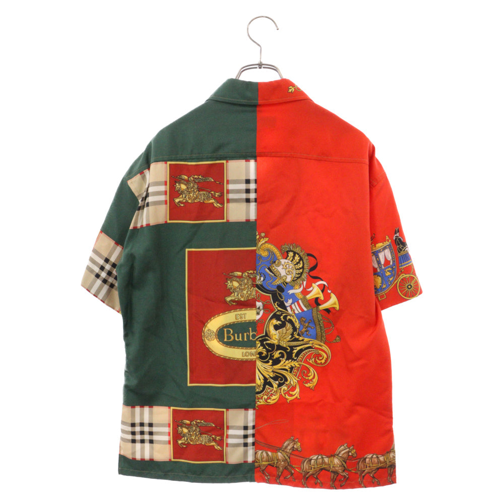 BURBERRY(バーバリー) アーカイブスカーフプリント シルク100% オープンカラー半袖シャツ マルチカラー 8001281