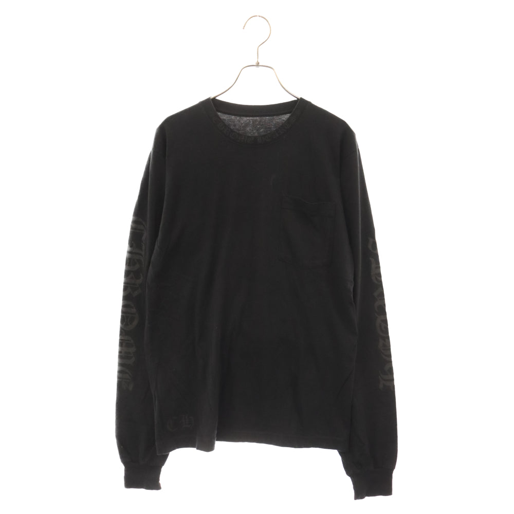 CHROME HEARTS(クロムハーツ) Neck Logo L/S TEE ネックロゴ スリーブプリント 長袖Tシャツ クルーネックカットソー ブラック