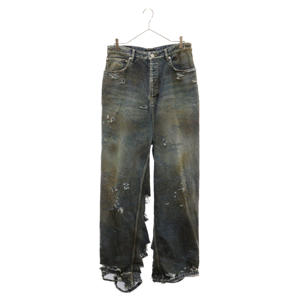 BALENCIAGA(バレンシアガ) 23SS 745248 TNW01 スーパーデストロイ加工ラージフィットバギーデニムパンツ インディゴ