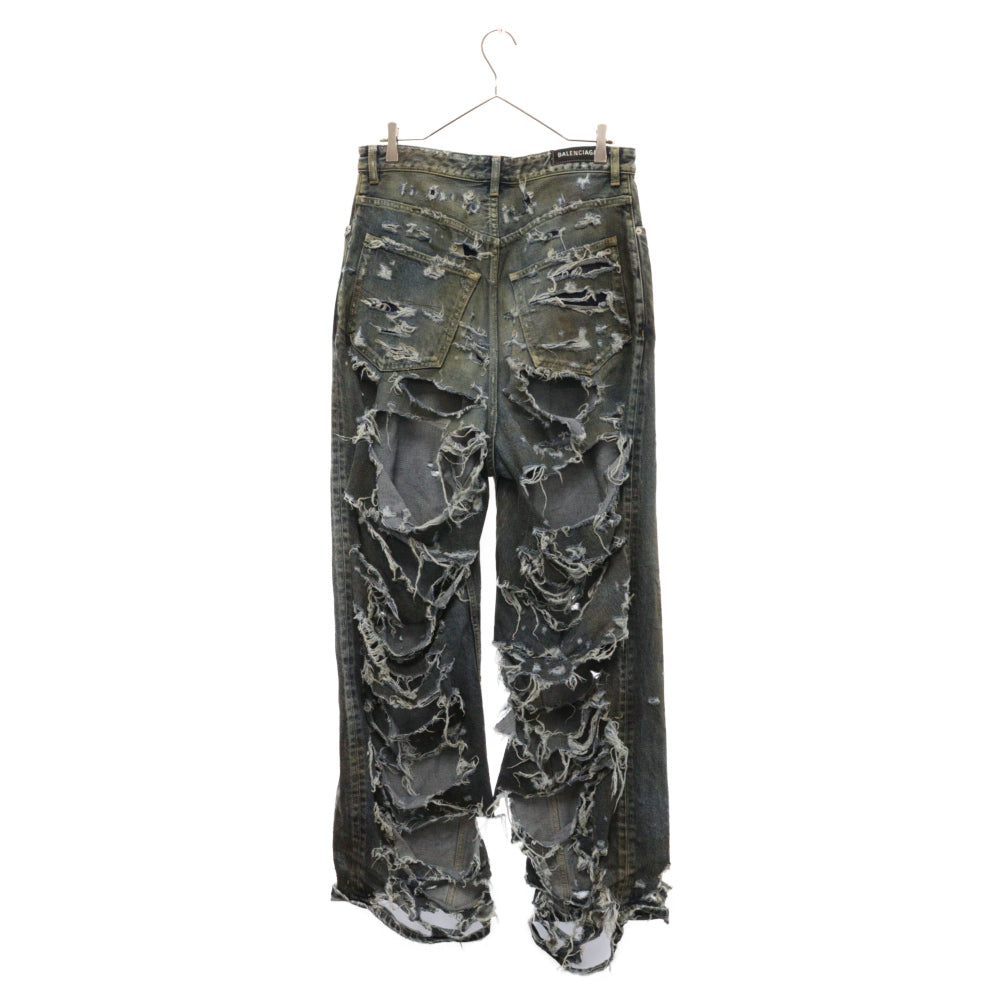 BALENCIAGA(バレンシアガ) 23SS 745248 TNW01 スーパーデストロイ加工ラージフィットバギーデニムパンツ インディゴ