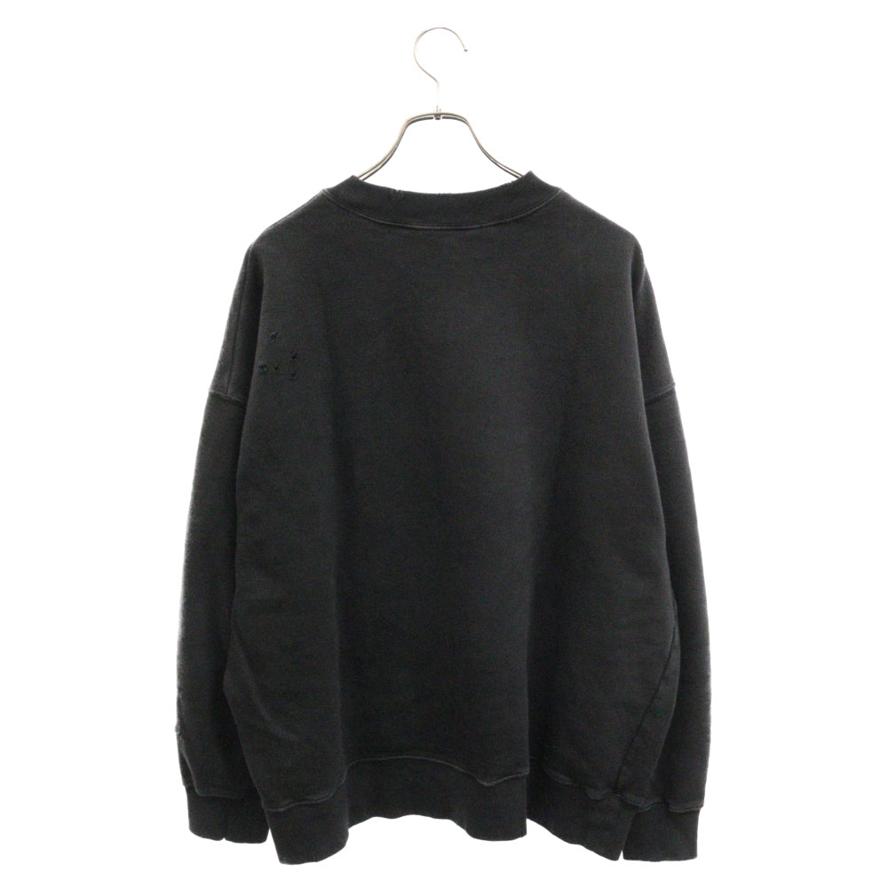 Palm Angels(パームエンジェルス) 22AW ヴィンテージ加工 バーニングロゴプリント クルーネックスウェット トレーナー ブラック PMBA065F22FLE004