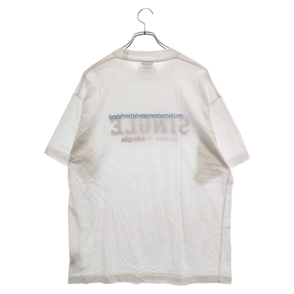 VETEMENTS(ヴェトモン) 22SS Short Sleeve Tee ショート スリーブ 半袖カットソー Tシャツ ホワイト UE52TR190W