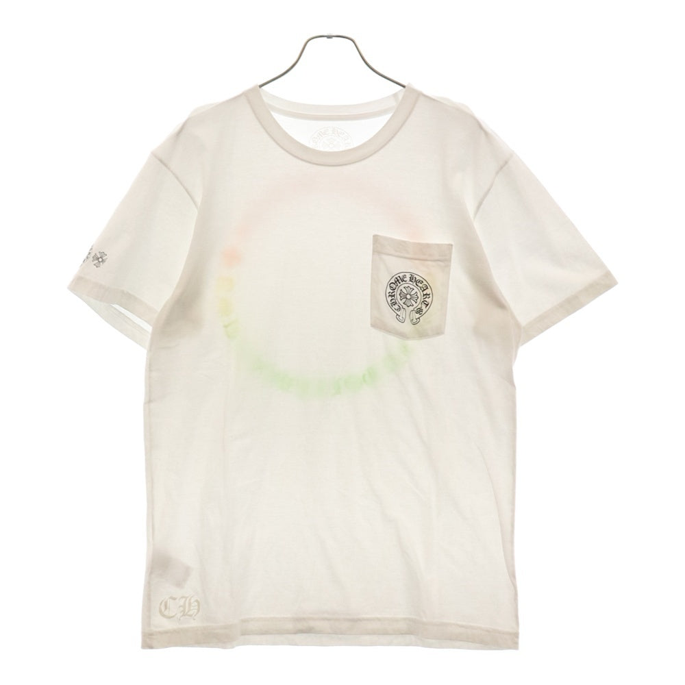 CHROME HEARTS(クロムハーツ) CH T-SHRT 1 ポケット付き グラデーションサークルロゴプリント半袖Tシャツ ホワイト