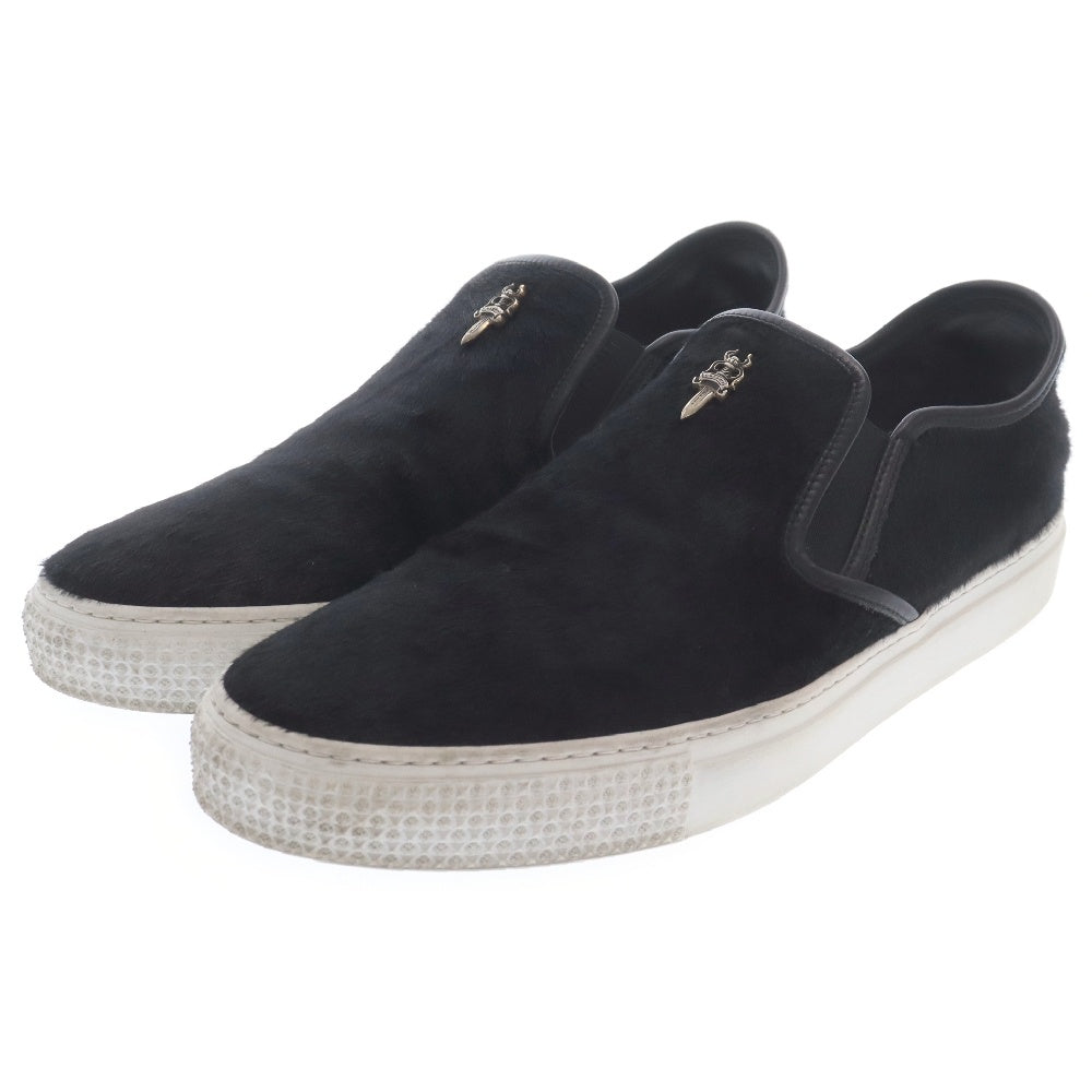 CHROME HEARTS(クロムハーツ) SLIP ON BLK HOC CH PLS スリッポン CHプラスレザーパッチダガー付 ハラコスニーカー ブラック ※国内インボイスあり