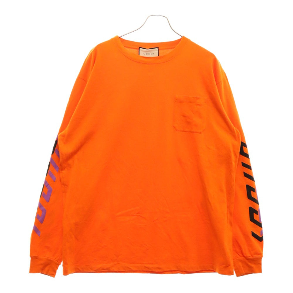 GUCCI(グッチ) 21AW アームミラープリント ロングスリーブカットソー 長袖Tシャツ オレンジ 676063 XJDWA