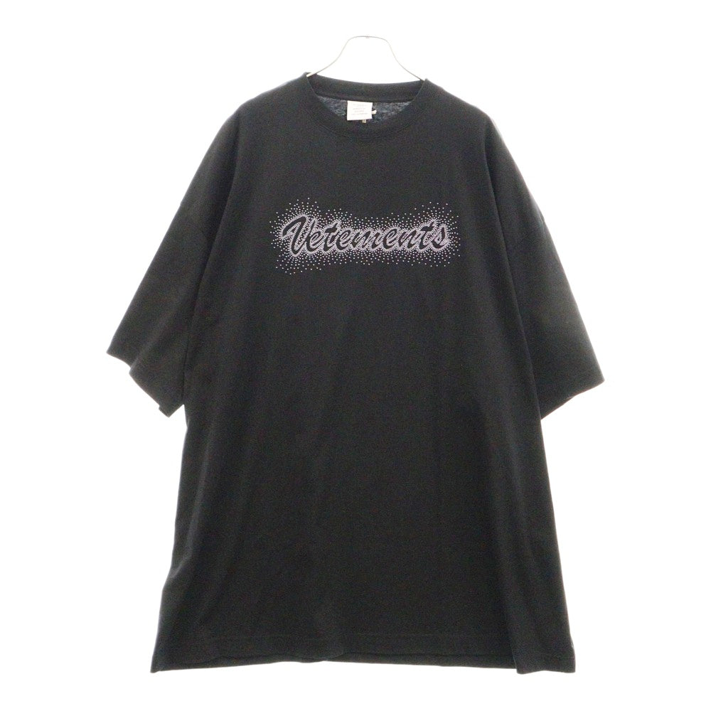 VETEMENTS(ヴェトモン) 20SS ロゴスタッズ オーバーサイズ クルーネック 半袖Tシャツ ブラック SS20TR420