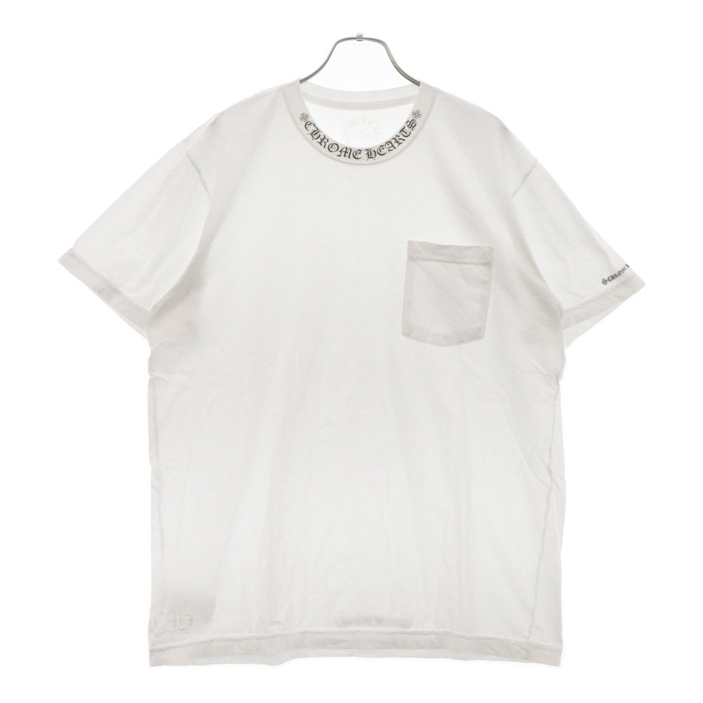 CHROME HEARTS(クロムハーツ) CH T-SHRT 1 ネックロゴプリント 半袖カットソーTシャツ ホワイト/ブラック