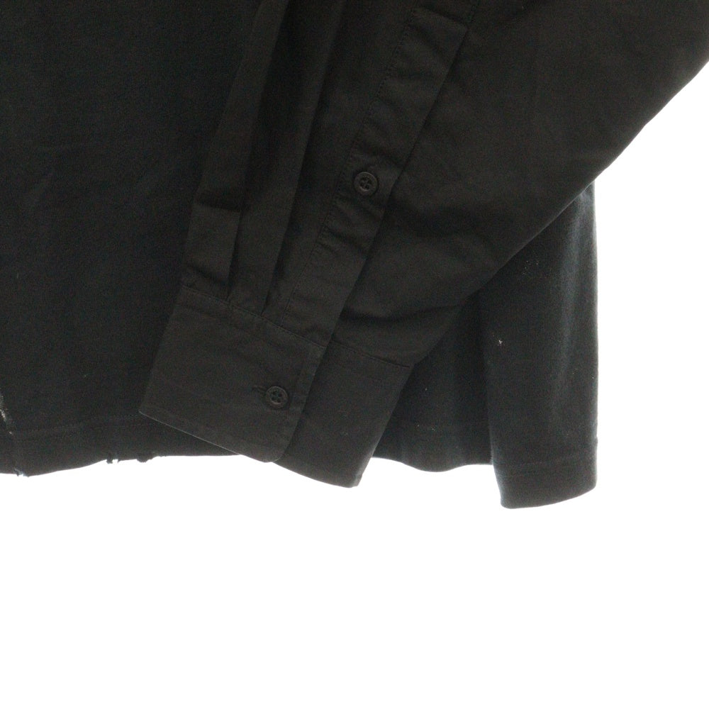 BALENCIAGA(バレンシアガ) 22AW 698631 TMV88 メタルロゴ シャツレイヤード クルーネック Tシャツ ブラック