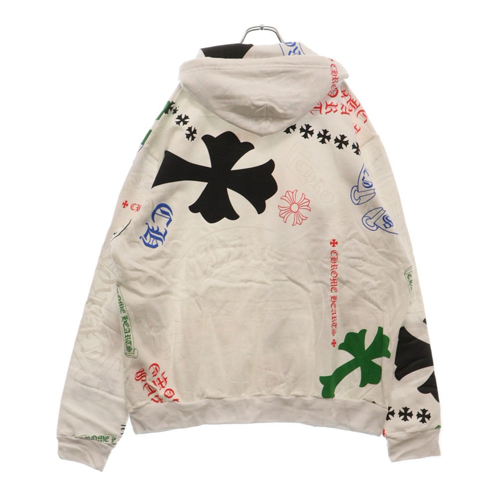 CHROME HEARTS(クロムハーツ) STENCIL HOODIE ステンシル フーディー 総柄 プリント プルオーバーパーカー ホワイト/マルチカラー